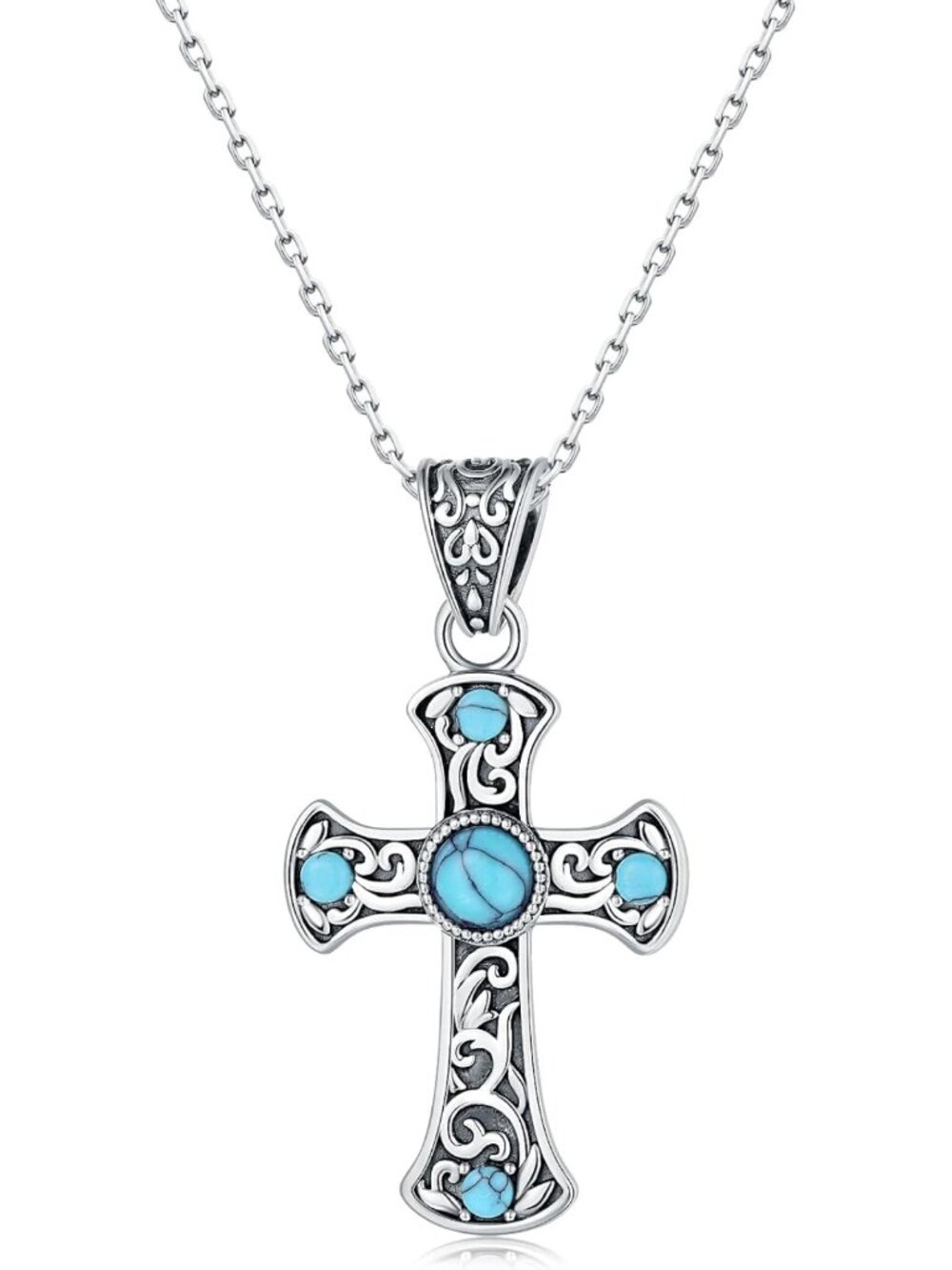 Vintage Boho 925 Sterling Silver Turquoise Pendant Necklaces - Dragonfly